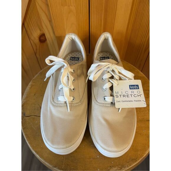 Keds Classic Canvas Sneakers Comfort Lace Nature-Tan Women US 9 NWT - Picture 2 of 9